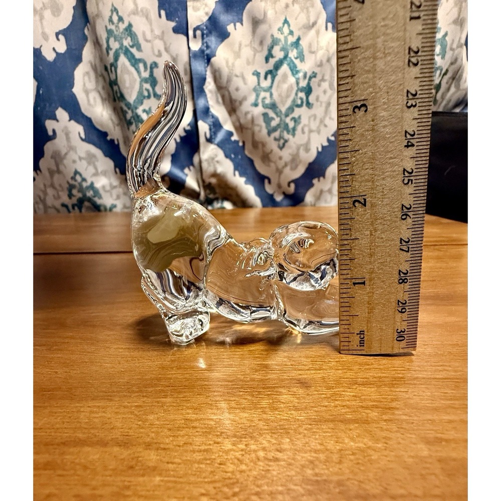 VTG Lenox Crystal /Glass Cat Miniature Figurine - 3.75" H With Sticker - Picture 9 of 10
